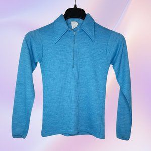 Vintage Arqo Teal Blue Kids Light Sweater, Large